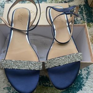 Blue satin flat shoe